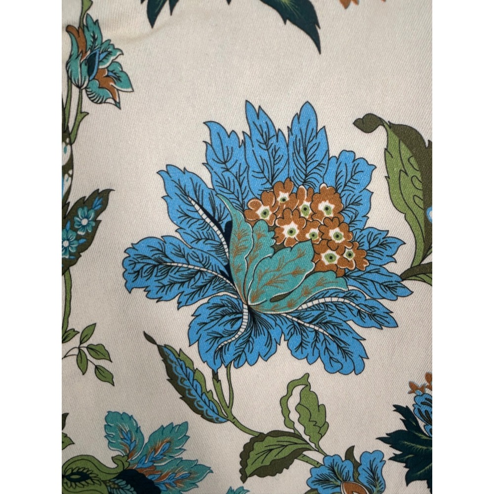 Gigio USA Floral Print High Rise Straight Leg Pants Cream Blue Size Large - Picture 5 of 10